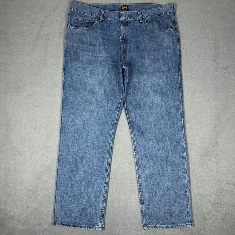 Lee Jeans Mens 40x30 Regular Fit Blue Denim Straight Leg Cotton Casual Work - Picture 1 of 10